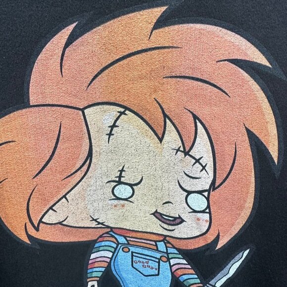 Chucky Childs Play Kawaii Black Crewneck Pullover Sweatshirt Adult size Large - Picture 5 of 6